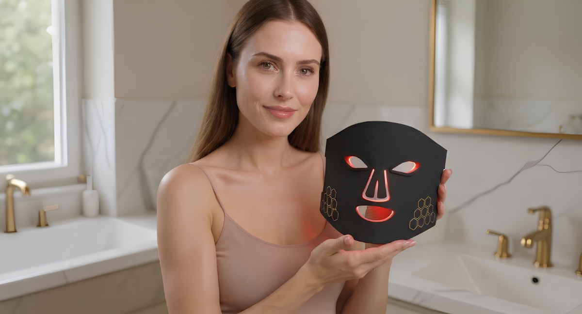 Femme portant masque LED