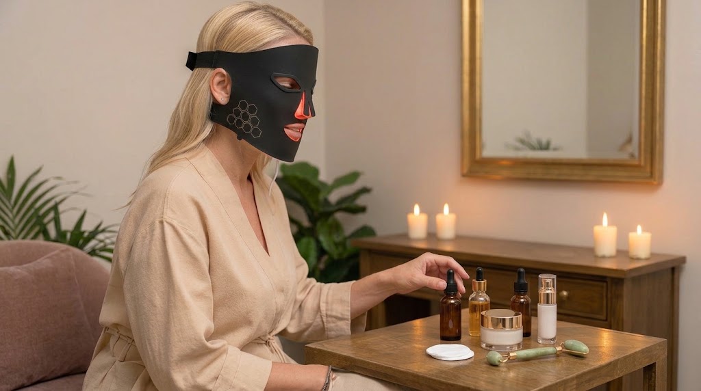 Où placer le masque LED dans un rituel anti-âge complet ?